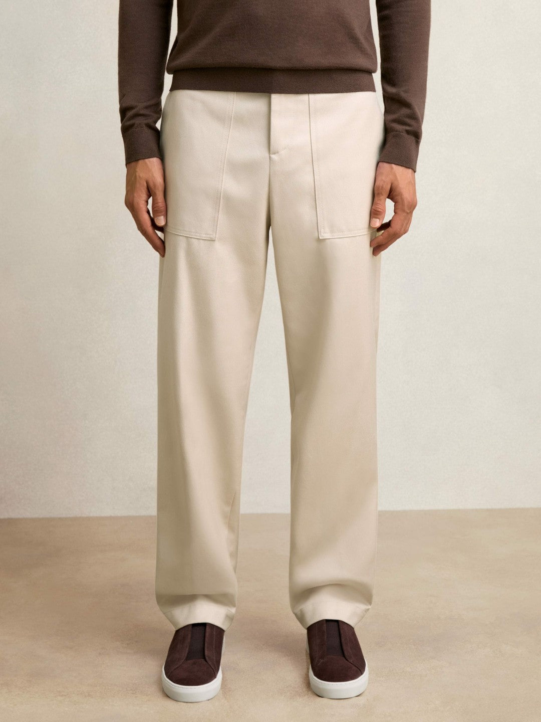 Reiss Savings - Lyocell Cotton Wide Utility Trousers in Ecru