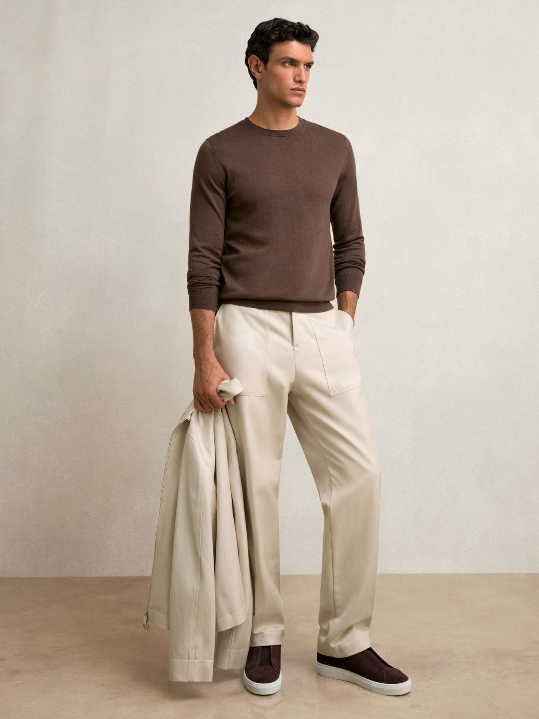 Reiss Savings - Lyocell Cotton Wide Utility Trousers in Ecru