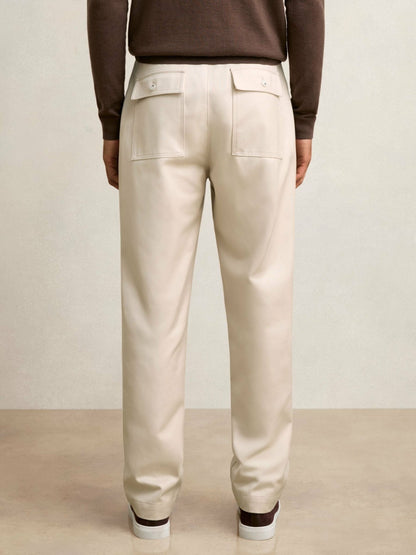 Reiss Savings - Lyocell Cotton Wide Utility Trousers in Ecru