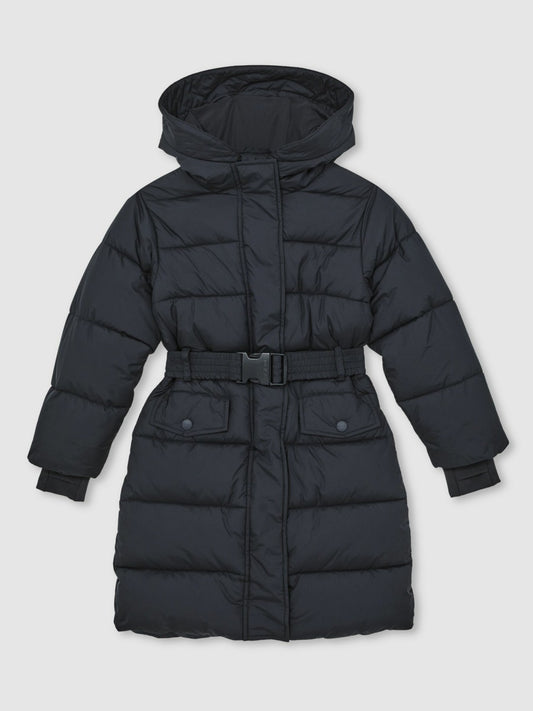 Reiss Offer - Longline Hooded Puffer Coat in Navy