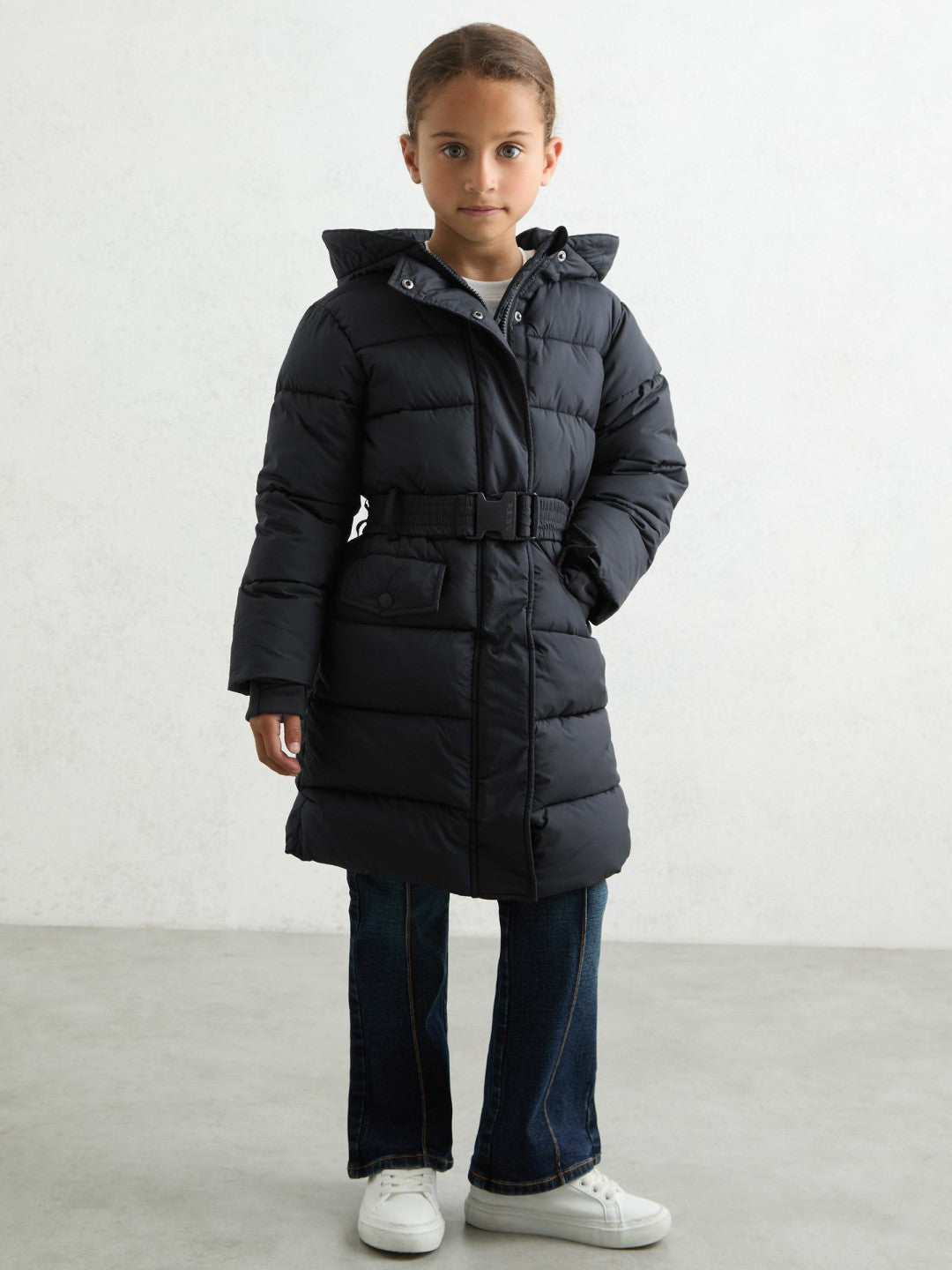 Reiss Offer - Longline Hooded Puffer Coat in Navy