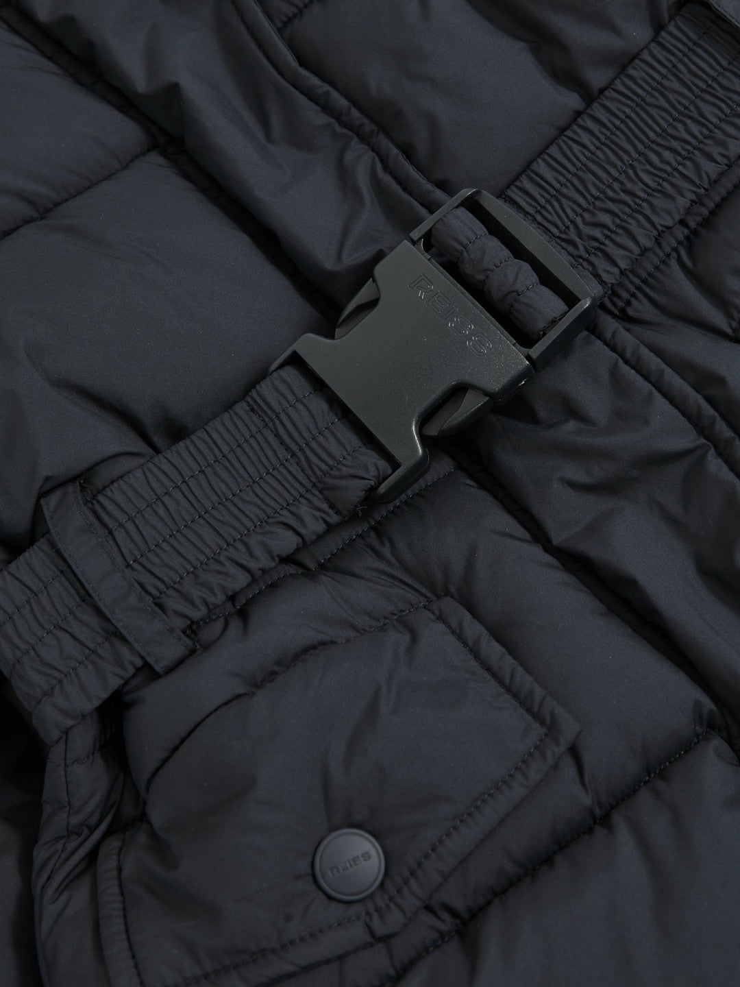 Reiss Offer - Longline Hooded Puffer Coat in Navy