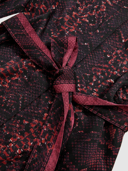 Reiss Snake-Print Belted Shirt Dress in Burgundy/Black