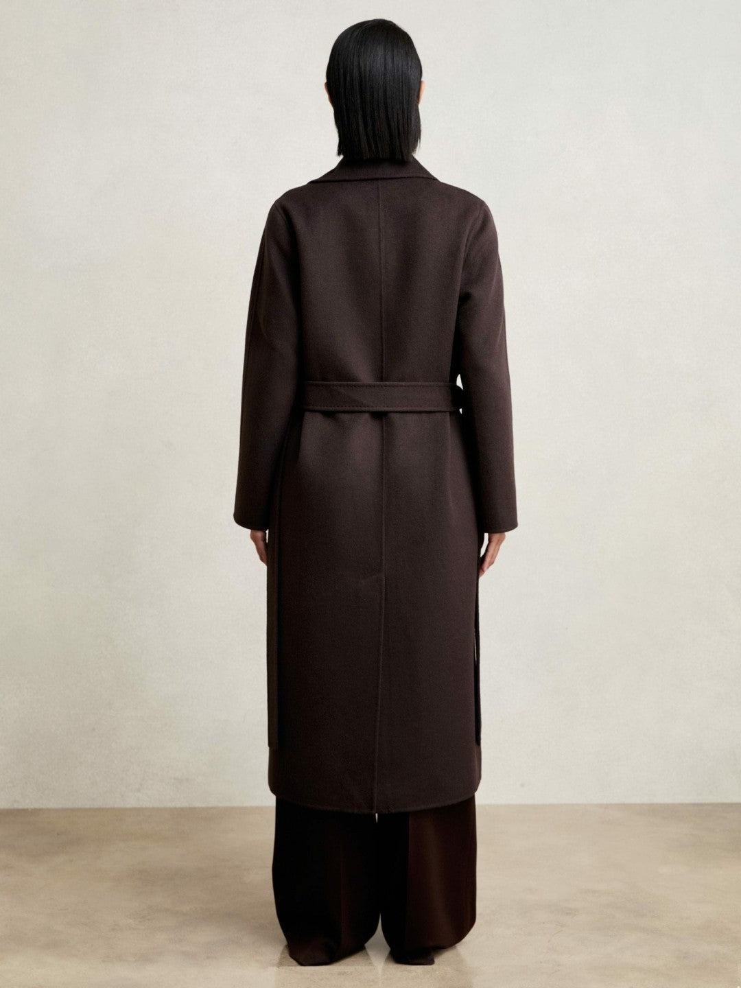 Reiss Featured - Double-Breasted Blindseam Coat Wool-Blend in Aubergine