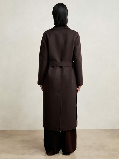 Reiss Featured - Double-Breasted Blindseam Coat Wool-Blend in Aubergine