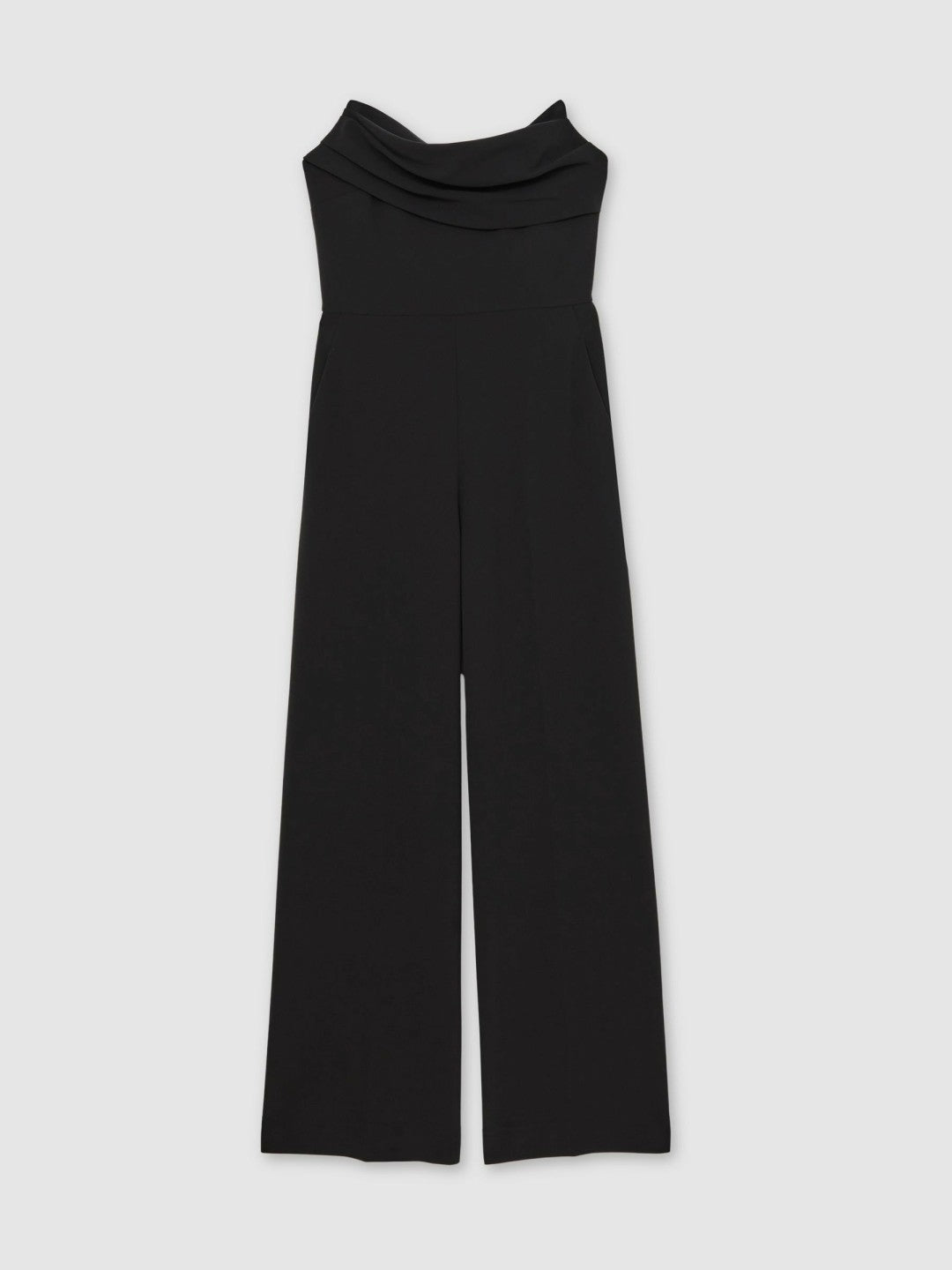 Reiss Deal - Structured Strapless Wide-Leg Jumpsuit in Black