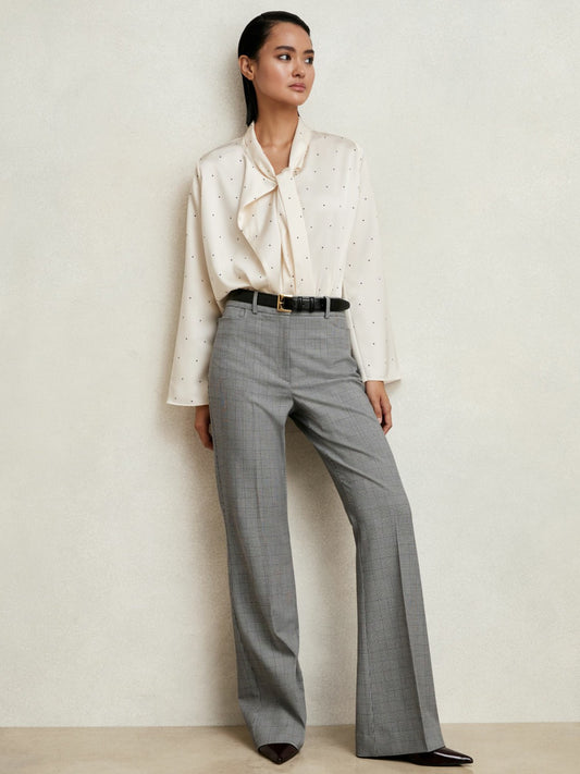 Reiss Affordable - Check Flared Suit Trousers in Grey