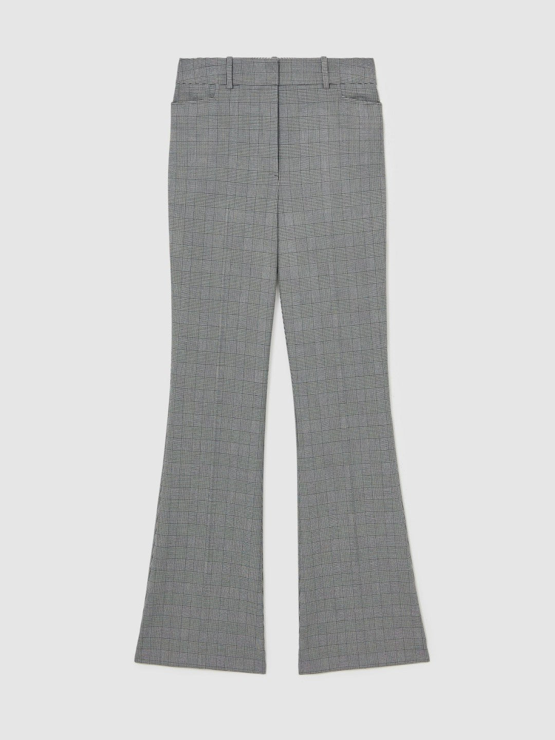 Reiss Check Flared Suit Trousers in Grey
