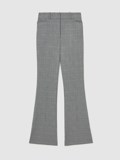 Reiss Check Flared Suit Trousers in Grey