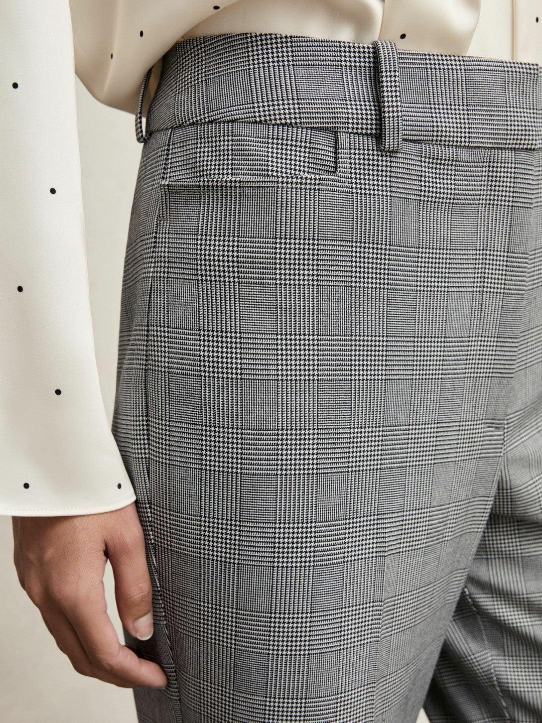 Reiss Check Flared Suit Trousers in Grey