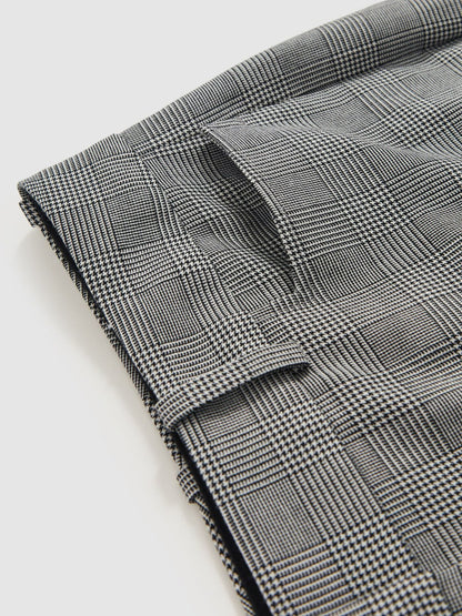 Reiss Check Flared Suit Trousers in Grey