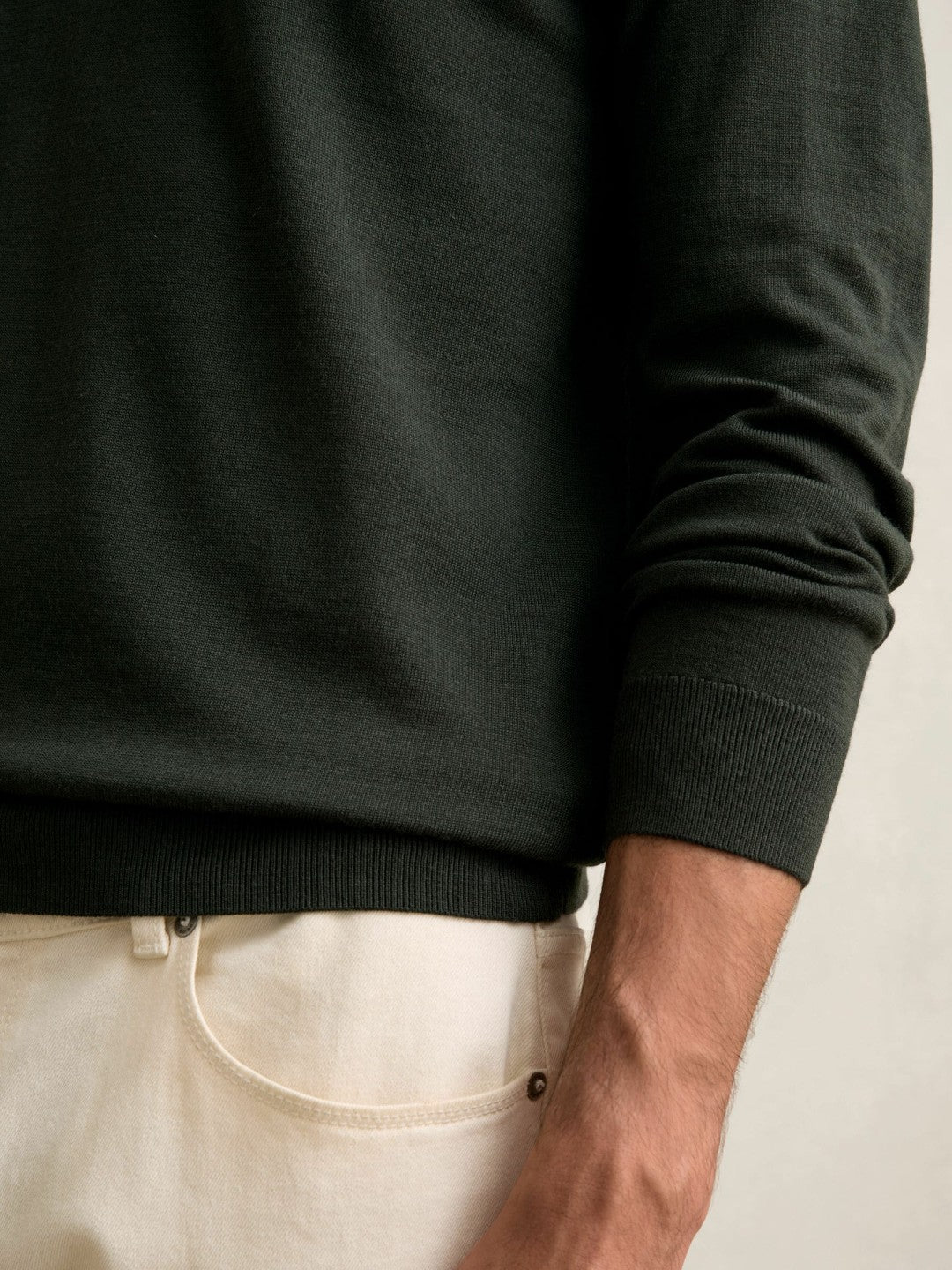 Reiss Merino Wool Crew Neck Jumper in Dark Military Green