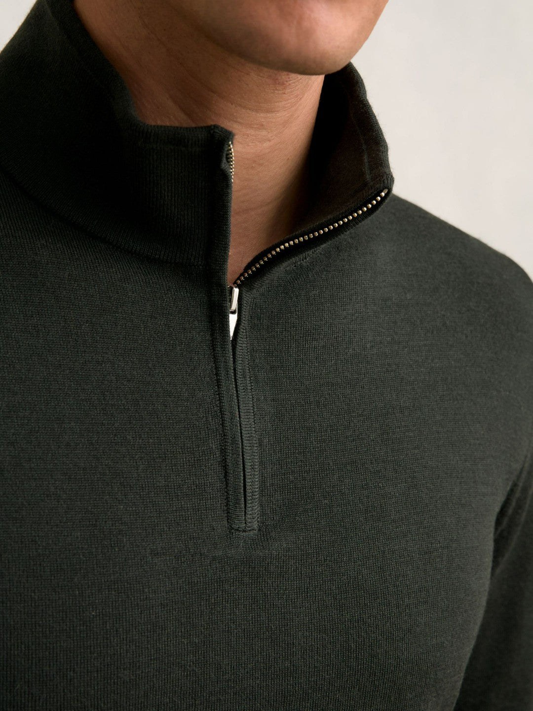 Reiss Merino Wool Half-Zip Jumper in Dark Military Green