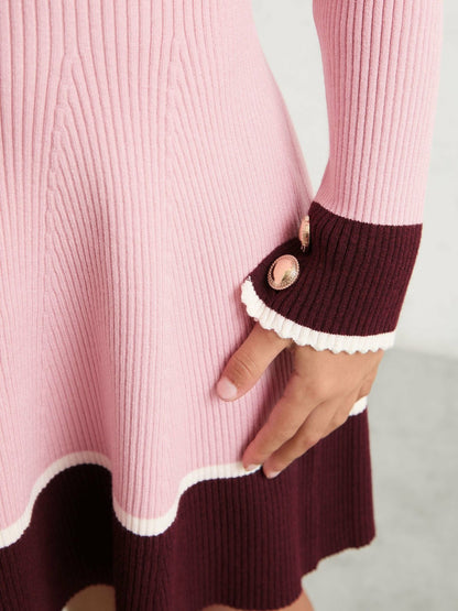 Reiss Affordable - 9-13 yrs Scallop-Trim Rib-Knit Dress in Pink