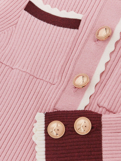 Reiss Affordable - 9-13 yrs Scallop-Trim Rib-Knit Dress in Pink