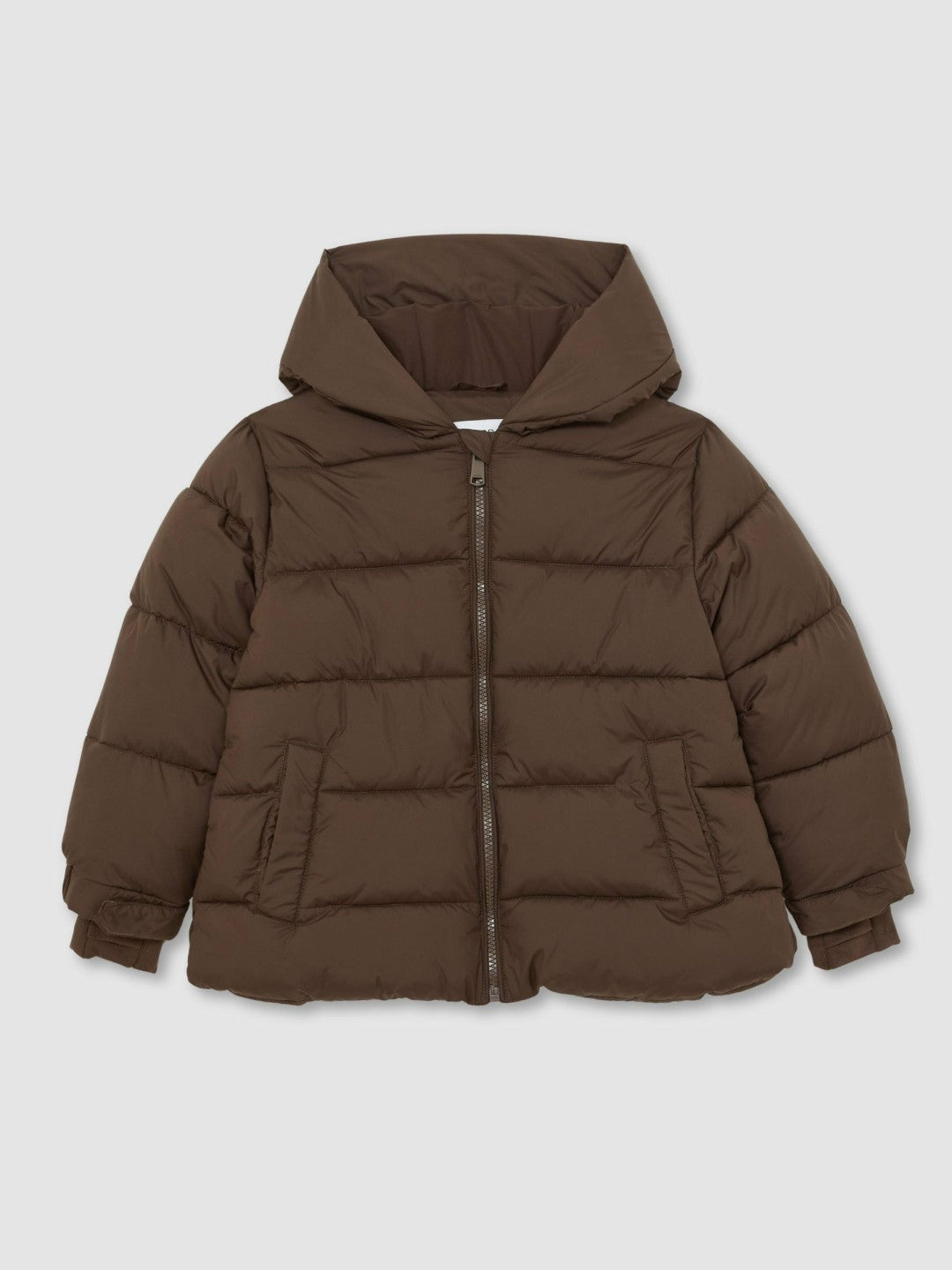 Reiss 3-9 yrs Short Hooded Puffer Coat in Chocolate
