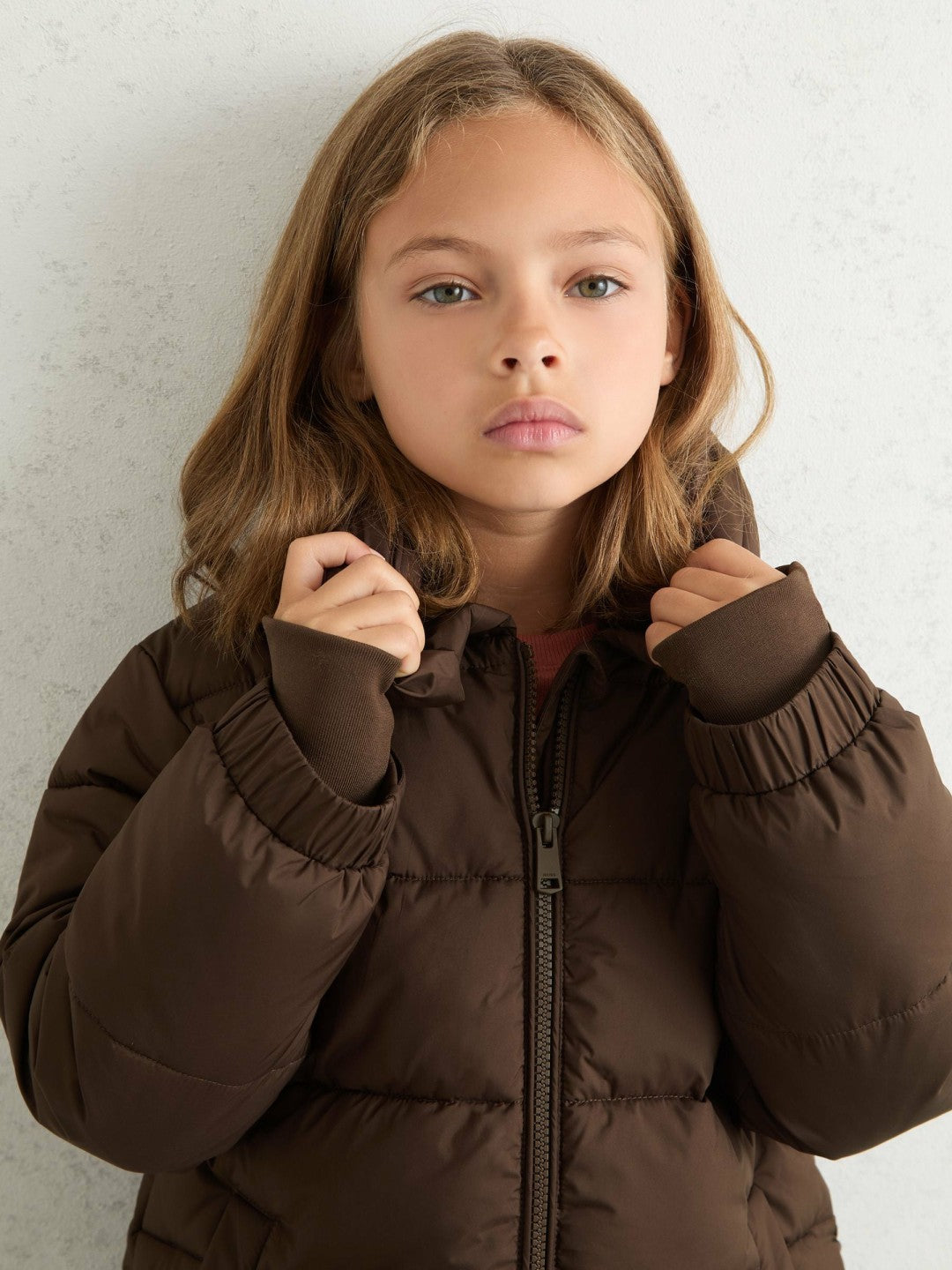Reiss 3-9 yrs Short Hooded Puffer Coat in Chocolate