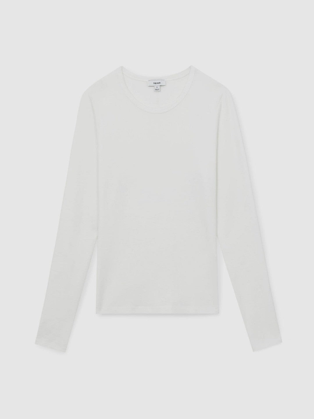 Reiss Offer - Cotton Crew-Neck Long-Sleeve T-Shirt With Stretch in White
