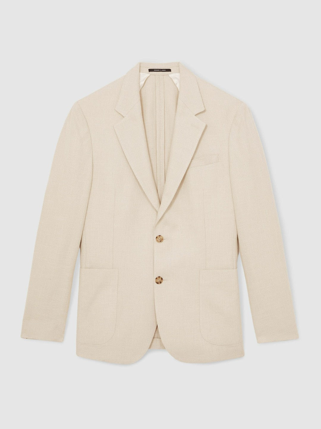 Reiss Offer - Slim Fit Single Breasted Textured Blazer with Cotton in Stone