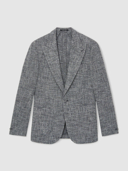 Reiss Featured - Single-Breasted Textured Mélange Blazer Slim-Fit in Navy Melange