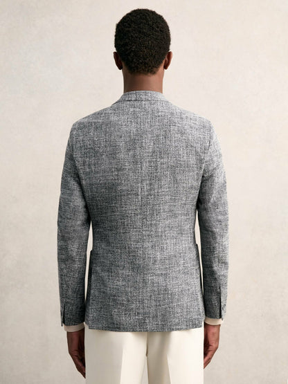 Reiss Featured - Single-Breasted Textured Mélange Blazer Slim-Fit in Navy Melange