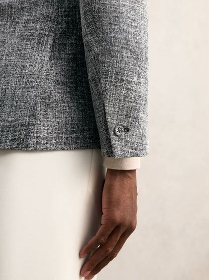 Reiss Featured - Single-Breasted Textured Mélange Blazer Slim-Fit in Navy Melange