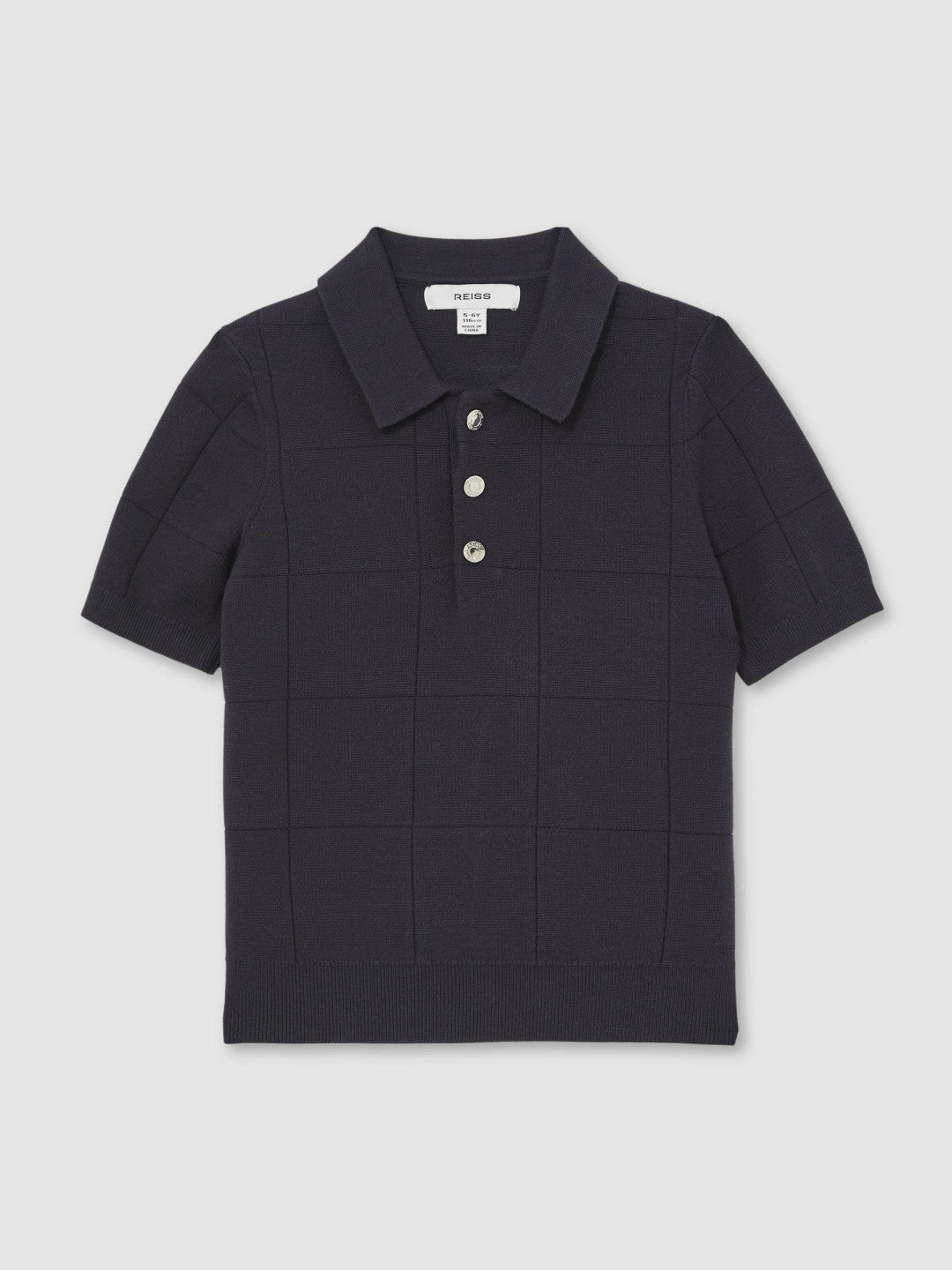 Reiss 3-9 yrs Stitch-Detail Press-Stud Polo Shirt in Navy Blue