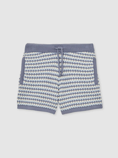 Reiss Deal - 3-9 yrs Cotton-Blend Knitted Stripe Shorts in Blue/White