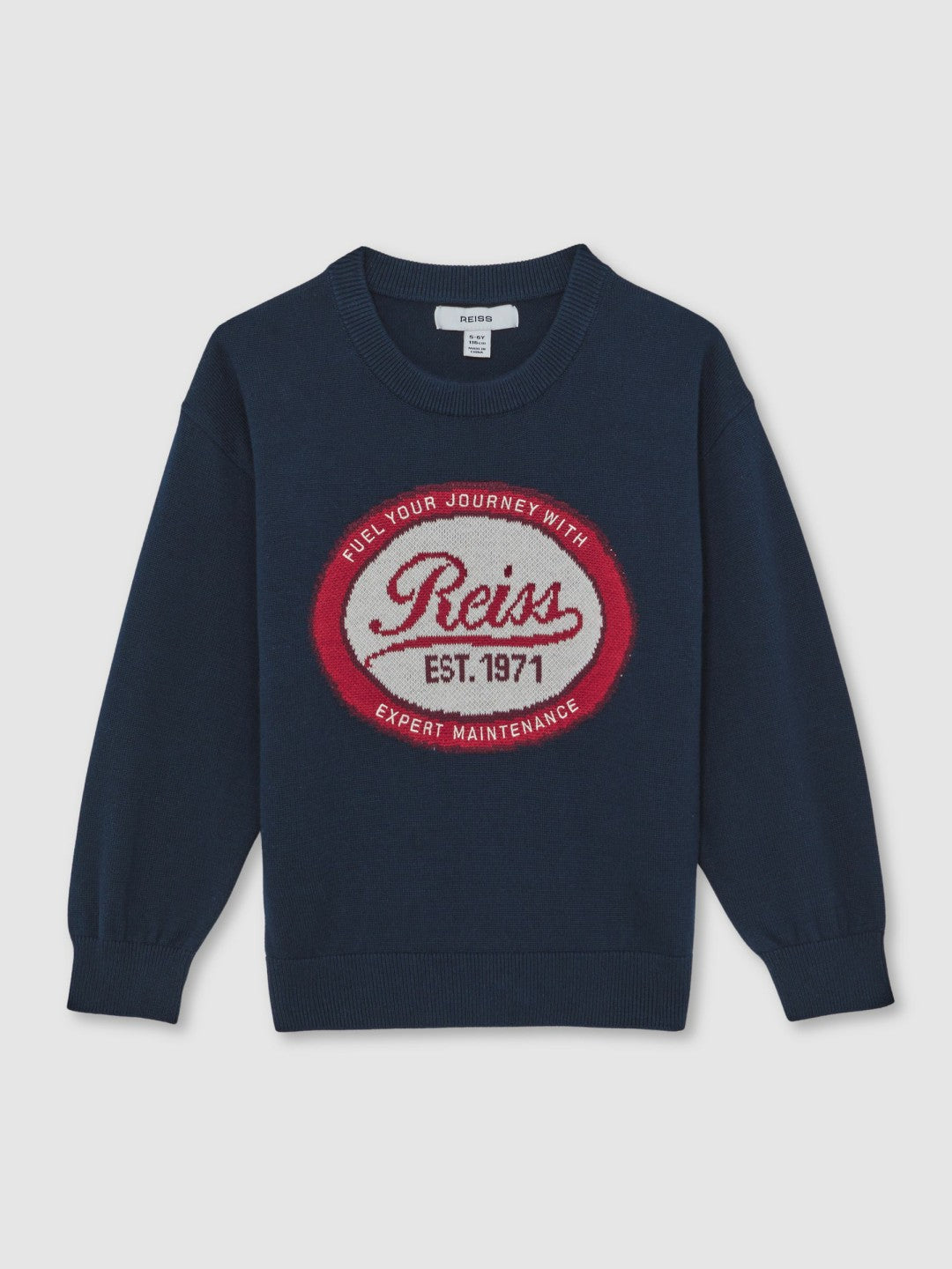 Reiss Affordable - 13-14 yrs Cotton Motor Cars Logo Jumper in Navy