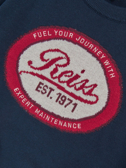Reiss Affordable - 13-14 yrs Cotton Motor Cars Logo Jumper in Navy