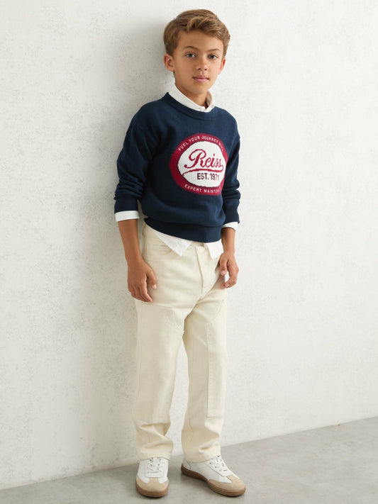 Reiss Sale - 3-9 yrs Cotton Motor Cars Logo Jumper in Navy