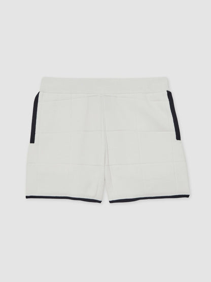 Reiss Featured - 9-12 yrs Tipped Knit Stitch-Detail Shorts in White/Navy