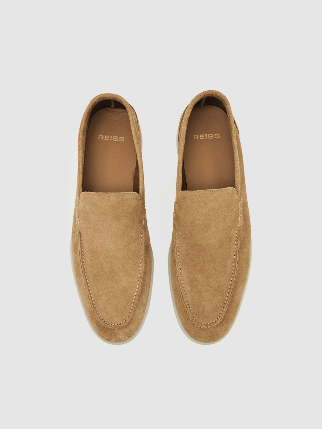 Reiss Best Seller - Suede Slip-On Loafers in Stone