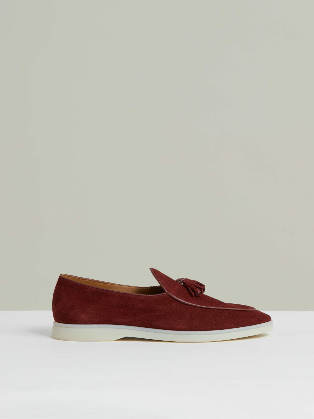 Reiss Sale - Suede Tassel Loafers in Maroon Red