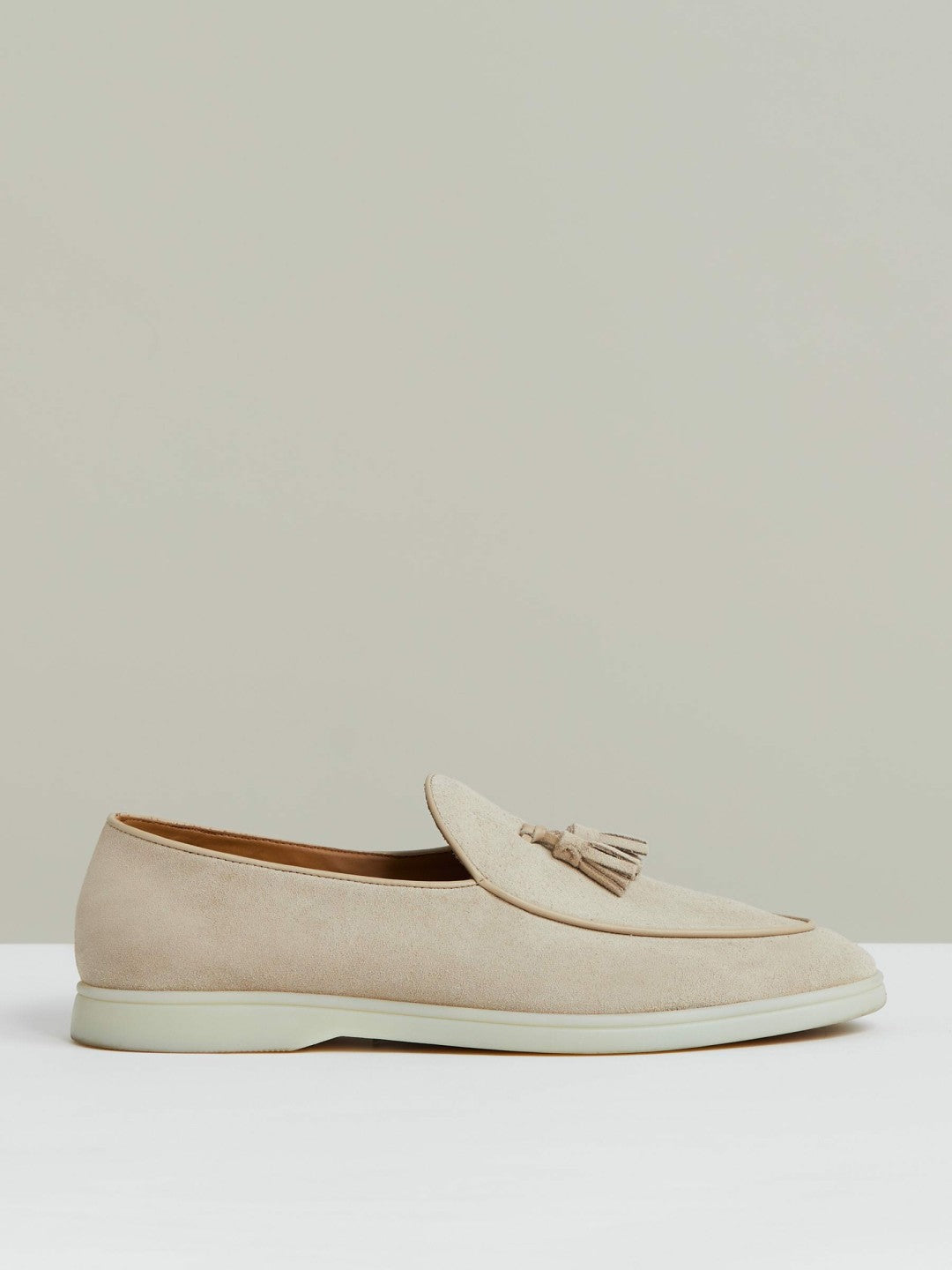 Reiss Best Seller - Suede Tassel Loafers in Light Stone