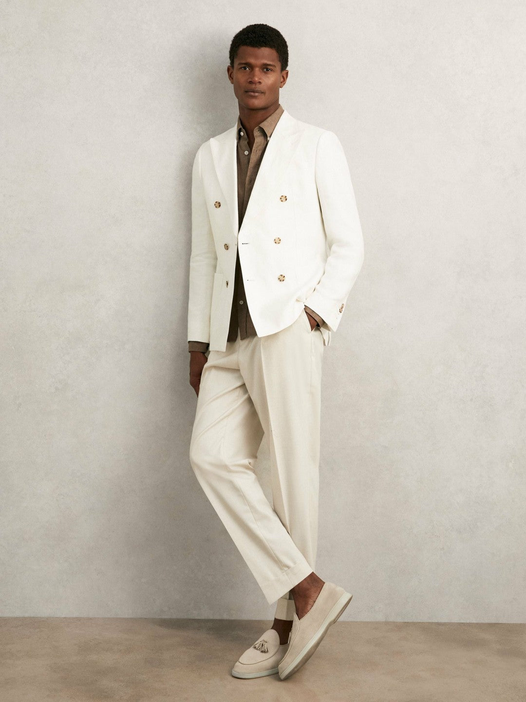 Reiss Best Seller - Suede Tassel Loafers in Light Stone