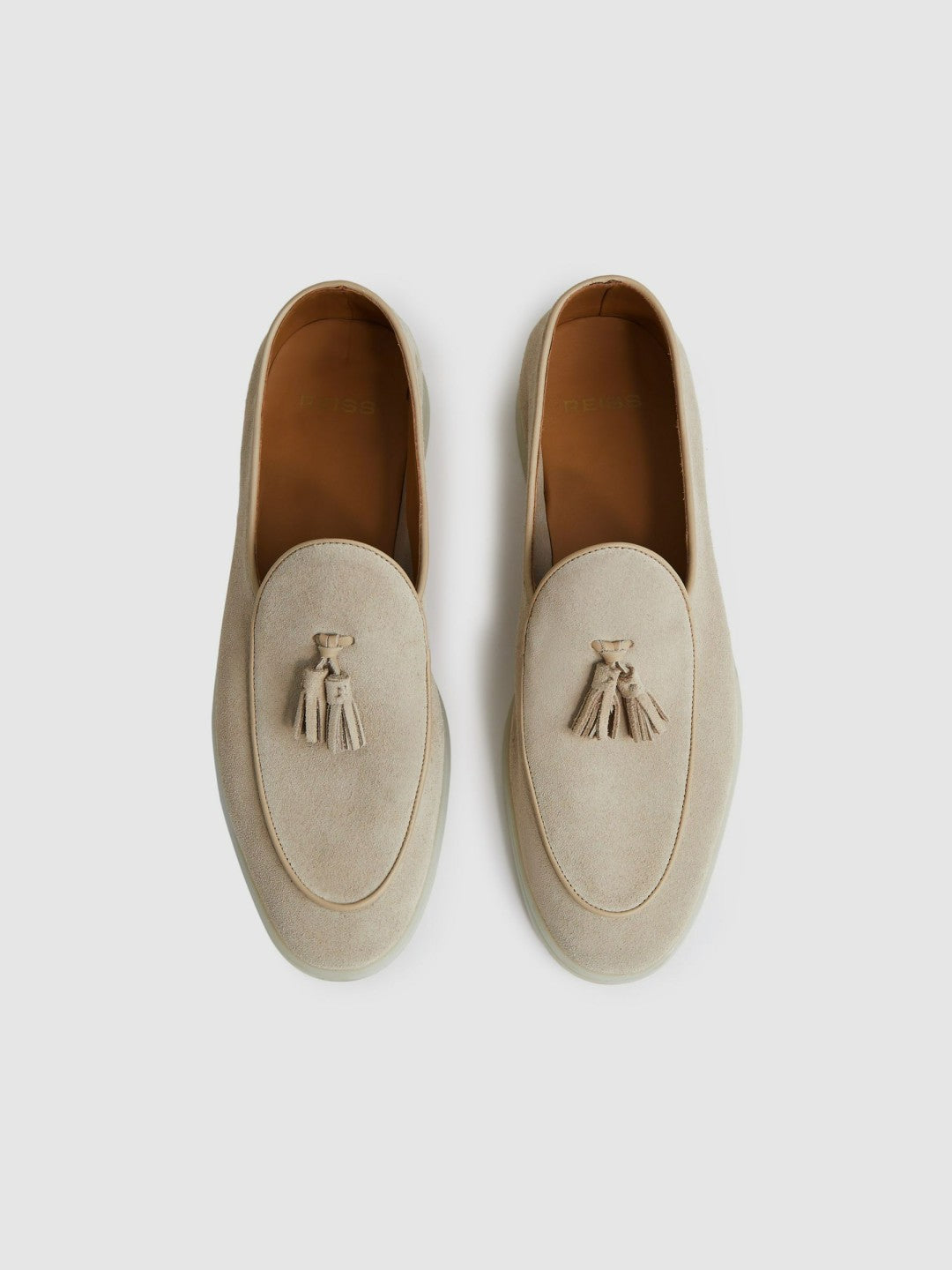 Reiss Best Seller - Suede Tassel Loafers in Light Stone