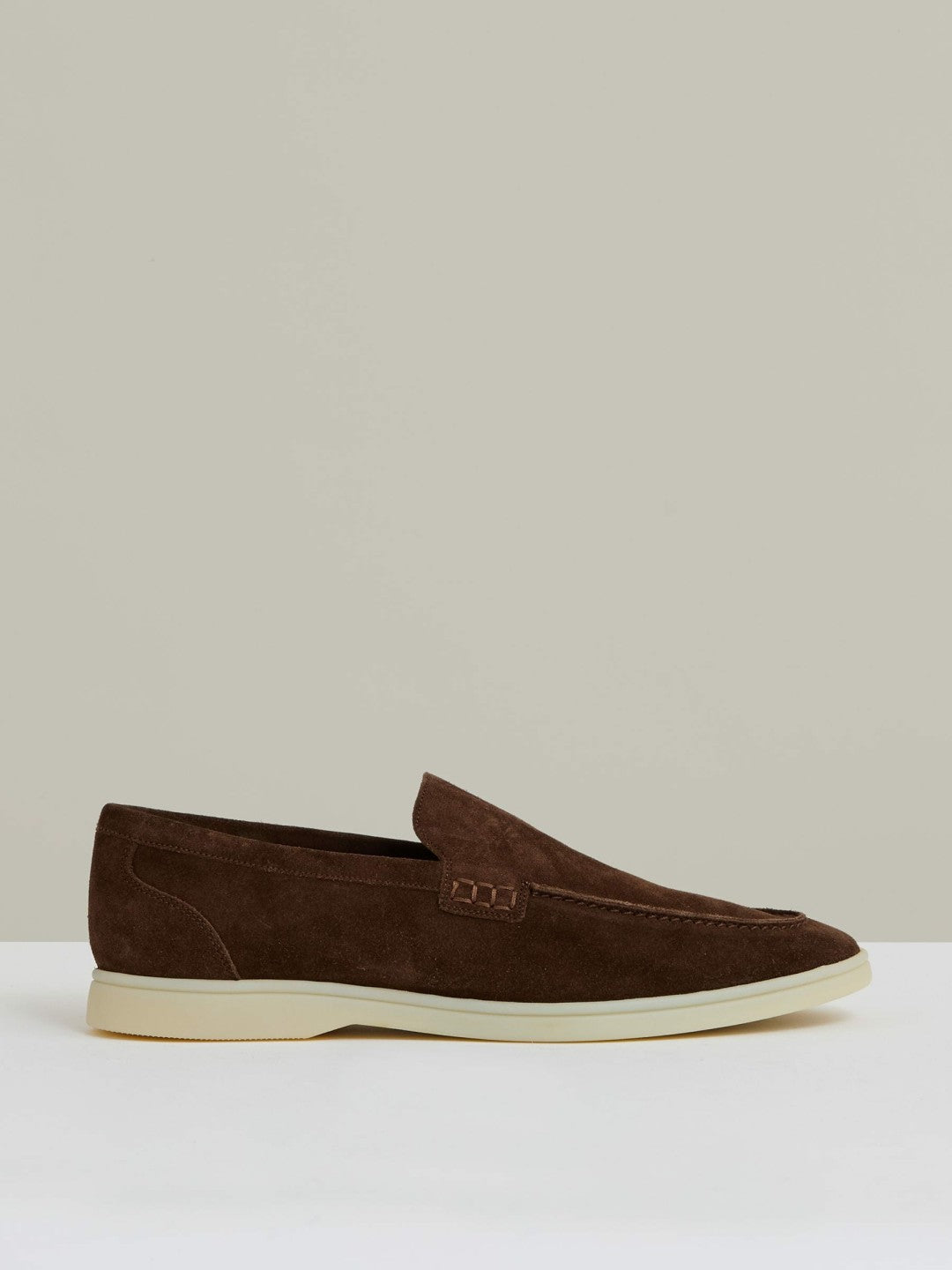 Reiss Featured - Suede Slip-On Loafers in Chocolate Brown