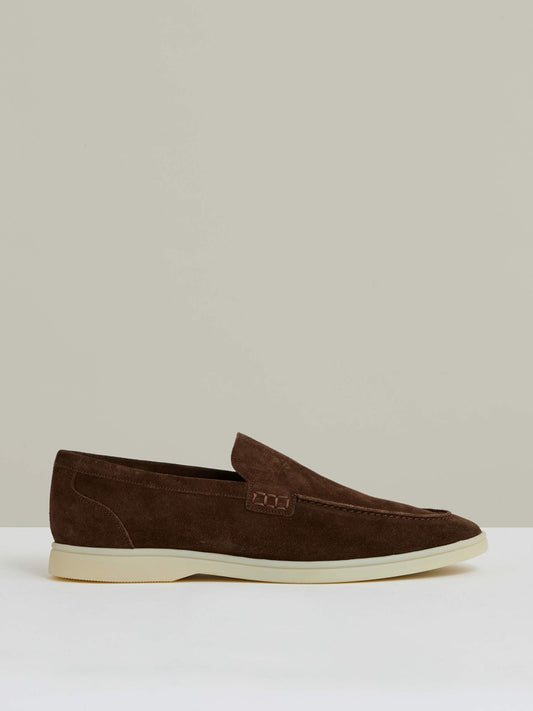 Reiss Featured - Suede Slip-On Loafers in Chocolate Brown