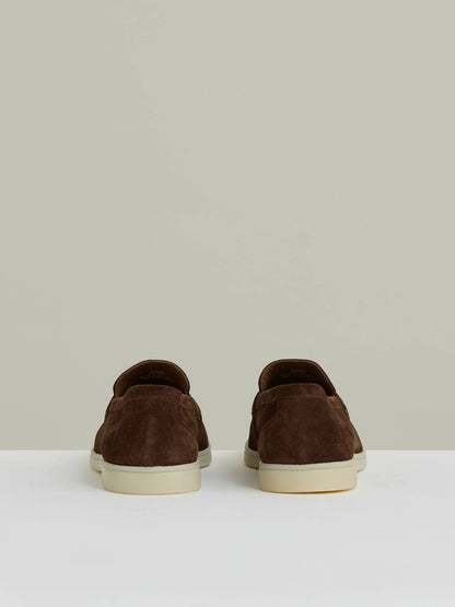 Reiss Featured - Suede Slip-On Loafers in Chocolate Brown