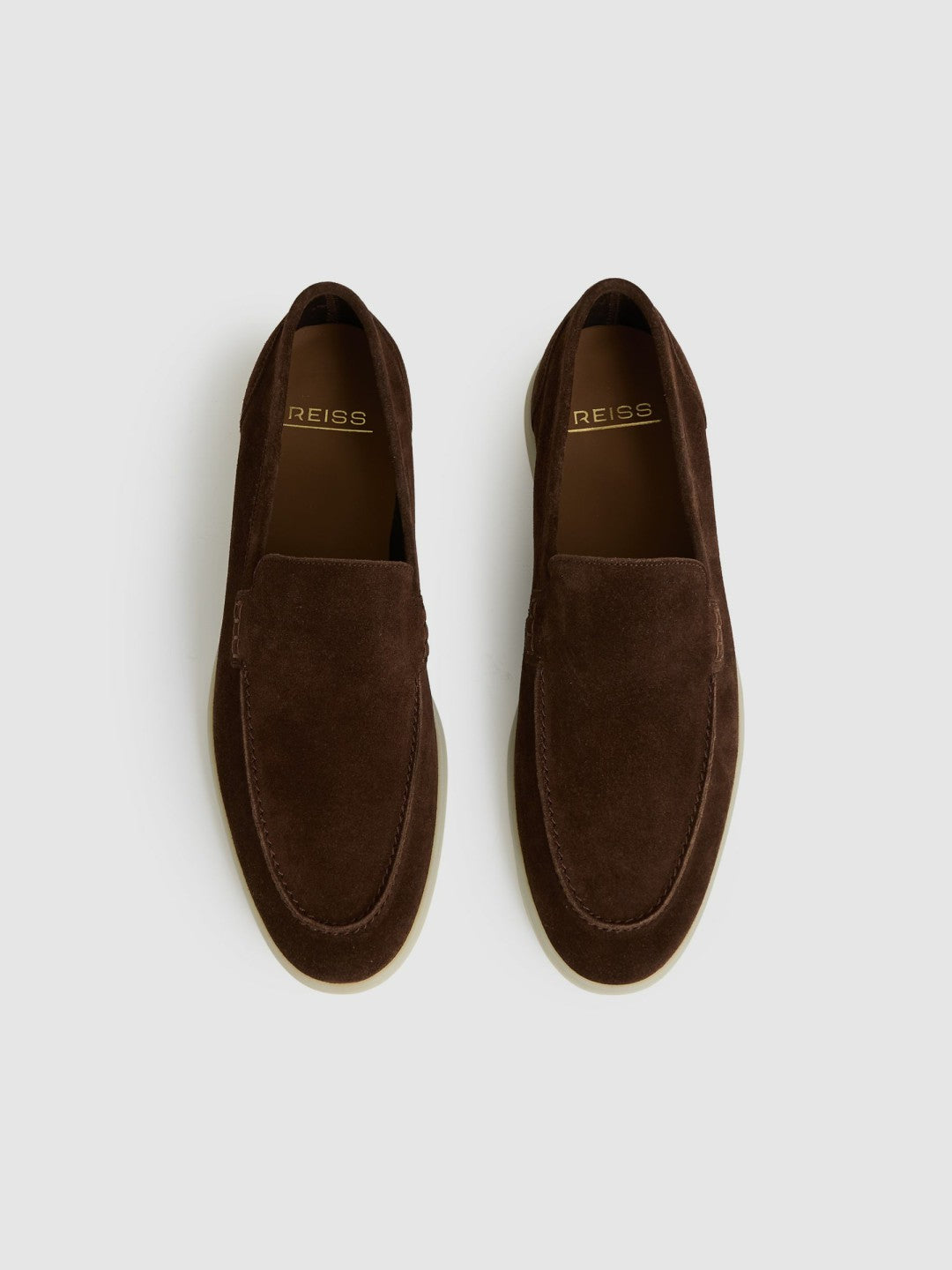 Reiss Featured - Suede Slip-On Loafers in Chocolate Brown