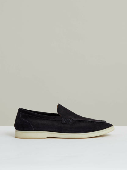 Reiss Sale - Suede Slip-On Loafers in Navy