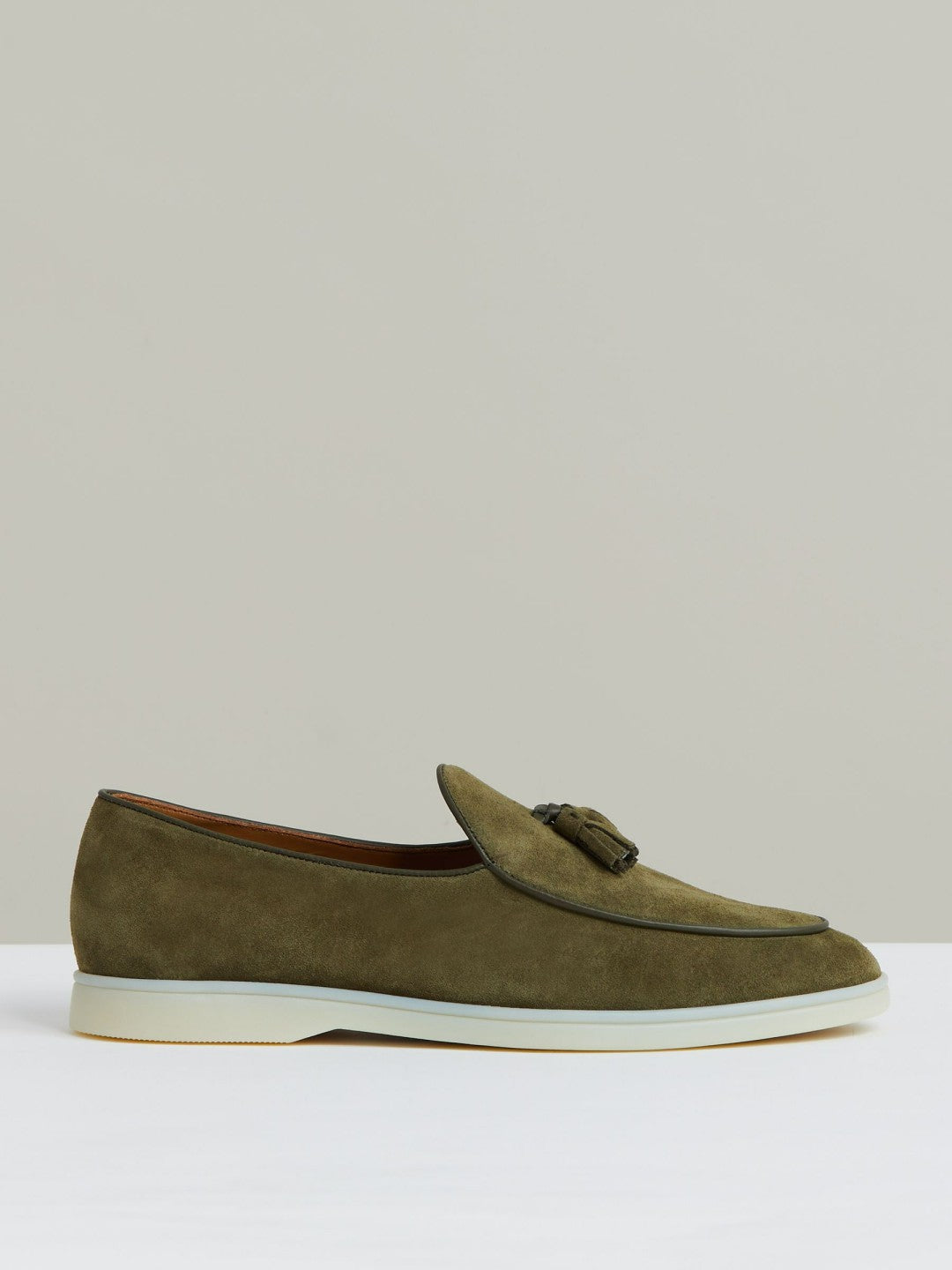 Reiss Value - Suede Tassel Loafers in Moss Green