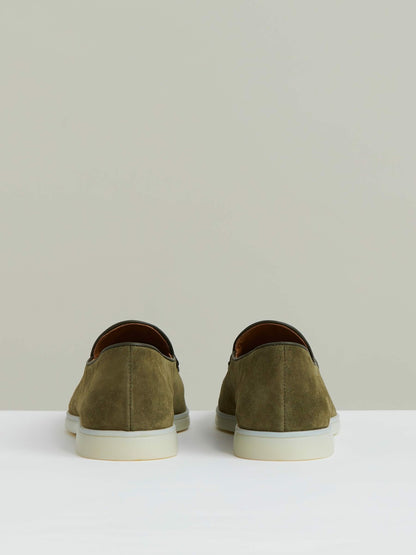 Reiss Value - Suede Tassel Loafers in Moss Green