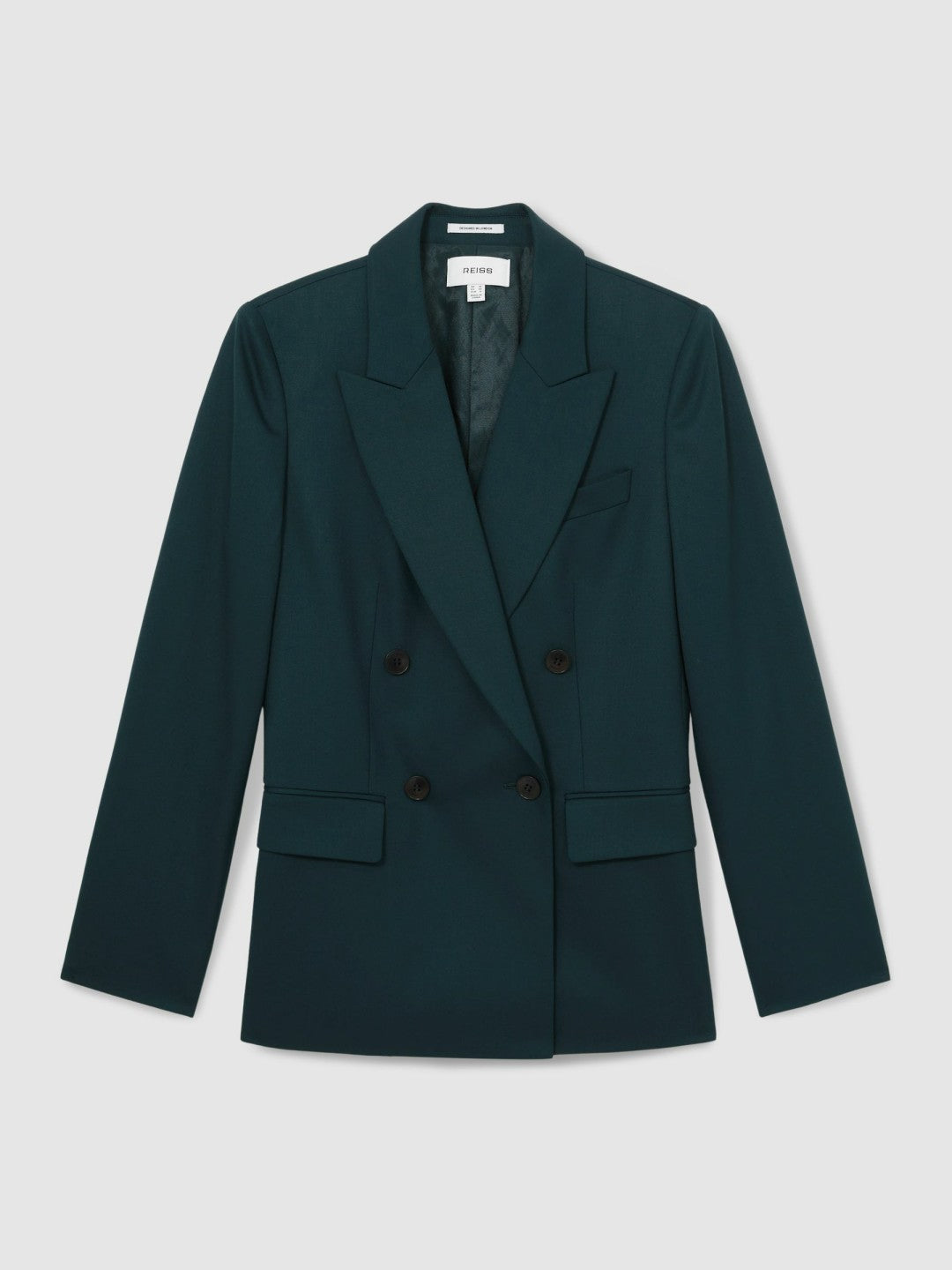 Reiss Featured - Wool-Blend Double-Breasted Suit Blazer in Green