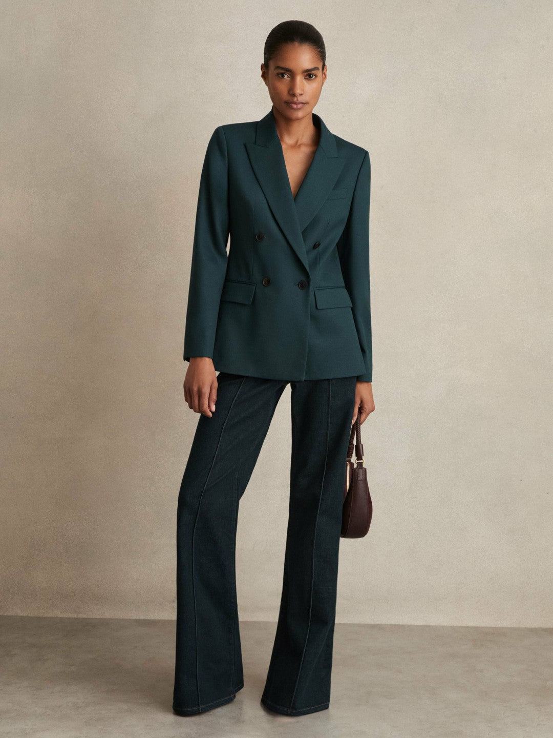 Reiss Featured - Wool-Blend Double-Breasted Suit Blazer in Green