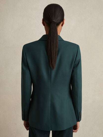 Reiss Featured - Wool-Blend Double-Breasted Suit Blazer in Green