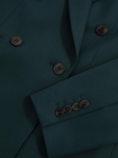 Reiss Featured - Wool-Blend Double-Breasted Suit Blazer in Green