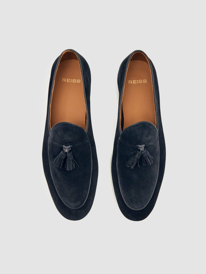 Reiss Best Seller - Suede Tassel Loafers in Navy