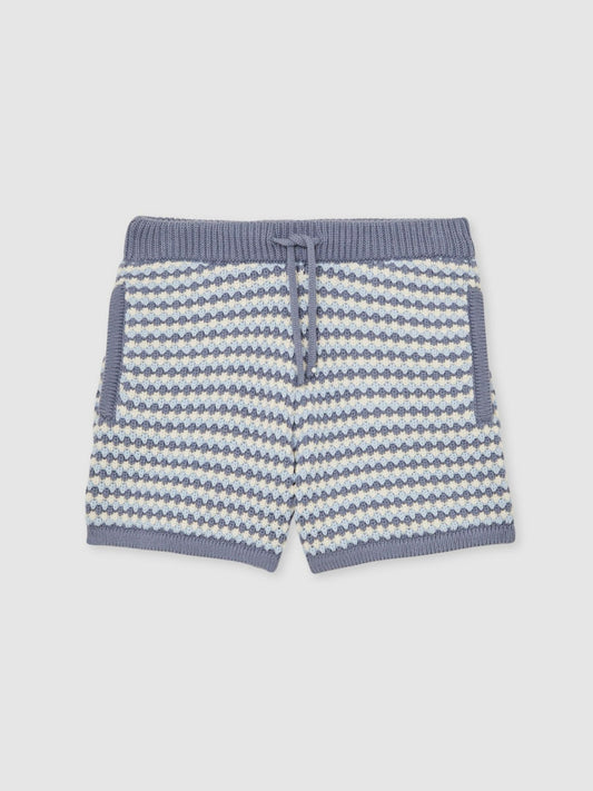 Reiss Best Seller - 13-14 yrs Cotton-Blend Knitted Stripe Shorts in Blue/White